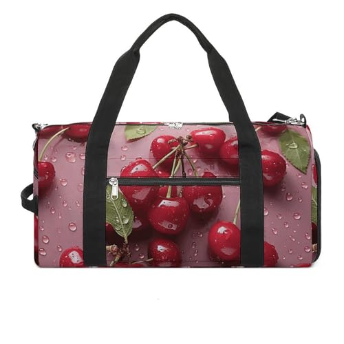 Fitness Tasche, Lovely Sweet Red Cherry Print Wiederverwendbare Turnbeutel Sport Reise Fitness Tasche Essentials Gym Bag mit Schuhfach, Stil, Einheitsgröße, Stil:, Einheitsgröße von LQPMNK
