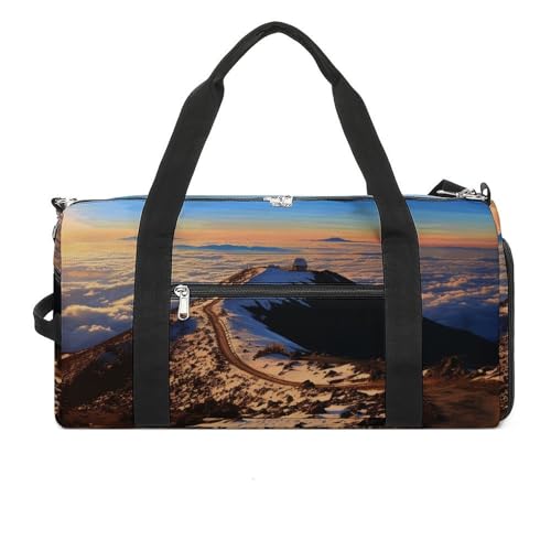 Fitness Tasche, Mauna Kea Summit Sunset Print Wiederverwendbare Turnbeutel Sport Reise Fitness Tasche Essentials Gym Bag mit Schuhfach, Style, One Size, Stil:, Einheitsgröße von LQPMNK