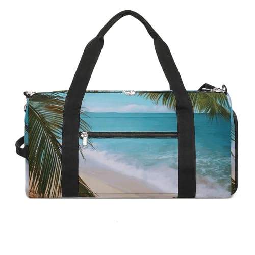 Fitness Tasche, Meer Strand Palmenblätter Druck Wiederverwendbare Turnbeutel Sport Reise Fitness Tasche Essentials Gym Bag mit Schuhfach, Style, One Size, Stil:, Einheitsgröße Fitness Tasche, Meer Strand Palmenblätter Druck Wiederverwendbare Turnbeutel Sport Reise Fitness Tasche Essentials Gym Bag mit Schuhfach, Style, One Size, Stil:, Einheitsgröße von LQPMNK