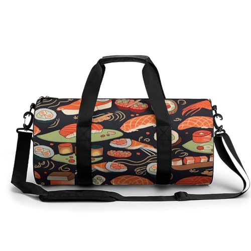 Fitness Tasche, Sushi Shrimp Print Wiederverwendbare Turnbeutel Sport Reise Fitness Tasche Essentials Gym Bag mit Schuhfach, Stil, 45.0 cm/22.9 cm/22.9 cm/22.9 cm, Stil:, 17.7in/9in/9in von LQPMNK