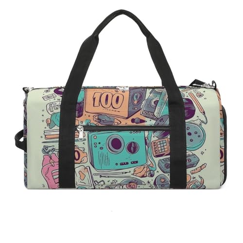 Fitness Tasche, The 90s Illustration Print Wiederverwendbare Turnbeutel Sport Reise Fitness Tasche Essentials Gym Bag mit Schuhfach, Style, One Size, Stil:, Einheitsgröße Fitness Tasche, The 90s Illustration Print Wiederverwendbare Turnbeutel Sport Reise Fitness Tasche Essentials Gym Bag mit Schuhfach, Style, One Size, Stil:, Einheitsgröße von LQPMNK