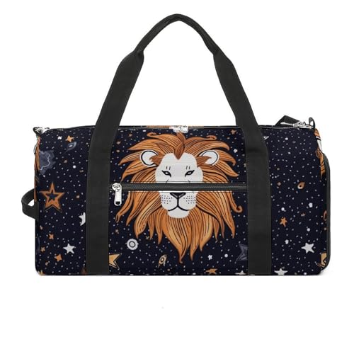 Fitness Tasche Löwe und Sterne Druck Wiederverwendbar Turnbeutel Sport Reise Fitness Tasche Essentials Gym Bag mit Schuhfach Style One Size, Stil:, Einheitsgröße Fitness Tasche Löwe und Sterne Druck Wiederverwendbar Turnbeutel Sport Reise Fitness Tasche Essentials Gym Bag mit Schuhfach Style One Size, Stil:, Einheitsgröße von LQPMNK