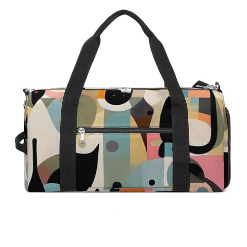 Fitnessbeutel, Mid-Century Modern Art Cat Print Wiederverwendbare Turnbeutel Sport Reise Fitness Tasche Essentials Gym Bag mit Schuhfach, Stil, Einheitsgröße, Stil:, Einheitsgröße von LQPMNK