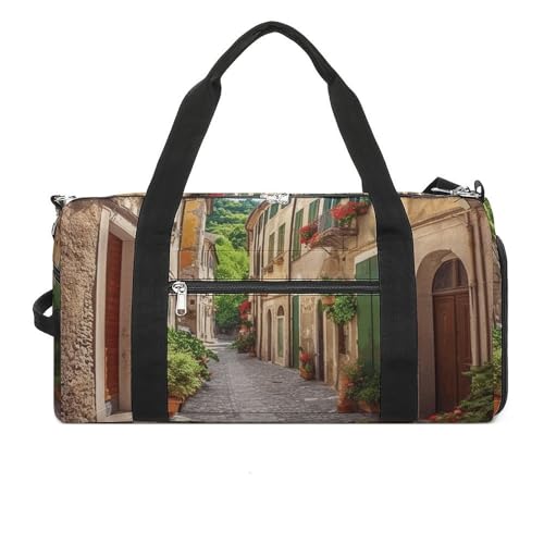Fitnessbeutel Italien Street Print Wiederverwendbare Turnbeutel Sport Reise Fitness Tasche Essentials Gym Bag mit Schuhfach Style One Size, Stil:, Einheitsgröße Fitnessbeutel Italien Street Print Wiederverwendbare Turnbeutel Sport Reise Fitness Tasche Essentials Gym Bag mit Schuhfach Style One Size, Stil:, Einheitsgröße von LQPMNK