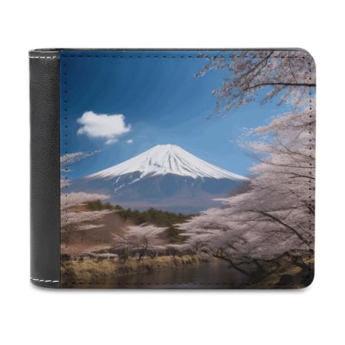 Geldbörse aus PU-Leder, Motiv: Berg im frühen Frühling, mit mehreren Steckplätzen, elegante Geldbörse, Business-Geldbörse, Reisebrieftasche, Bifold Wallet, Stil, Einheitsgröße, minimalistisch, Stil:, von LQPMNK