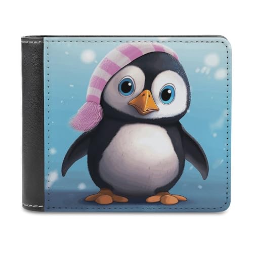 Geldbörse aus PU-Leder, hübscher Pinguin-Druck, Geldbörse mit mehreren Steckplätzen, elegante Geldbörse, Business-Geldbörse, Reisebrieftasche, Bifold Wallet, Stil, Einheitsgröße, minimalistisch, von LQPMNK