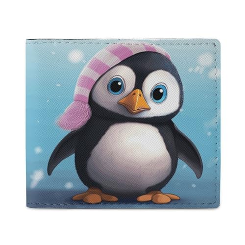 Geldbörse aus PU-Leder, hübscher Pinguin-Druck, Geldbörse mit mehreren Steckplätzen, elegante Geldbörse, Business-Geldbörse, Reisebrieftasche, Bifold Wallet, Stil, Einheitsgröße, minimalistisch, von LQPMNK