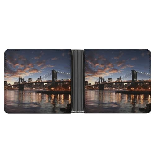 LQPMNK Brieftasche aus PU-Leder, Brückendruck, Geldbörse mit mehreren Steckplätzen, elegante Geldbörse, Business-Geldbörse, Reisebrieftasche, Bifold Wallet, Stil, Einheitsgröße, minimalistisch, Stil:, von LQPMNK
