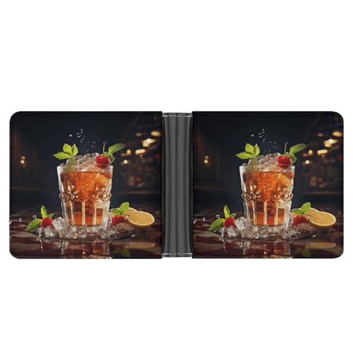 LQPMNK Brieftasche aus PU-Leder, klassische Cocktail-Druck-Geldbörse mit mehreren Steckplätzen, elegante Geldbörse, Business-Geldbörse, Reisebrieftasche, Bifold Wallet, Stil, Einheitsgröße, von LQPMNK