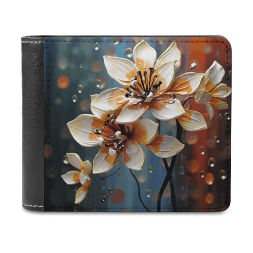 LQPMNK Brieftasche aus PU-Leder, moderne Geldbörse mit Blumendruck, mit mehreren Steckplätzen, elegante Geldbörse, Business-Geldbörse, Reisebrieftasche, Bifold Wallet, Stil, Einheitsgröße, von LQPMNK