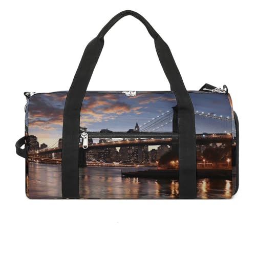 LQPMNK Fitness Tasche, Bridge Print Wiederverwendbare Turnbeutel Sport Reise Fitness Tasche Essentials Gym Bag mit Schuhfach, Style, Style, One Size, Stil:, Einheitsgröße von LQPMNK