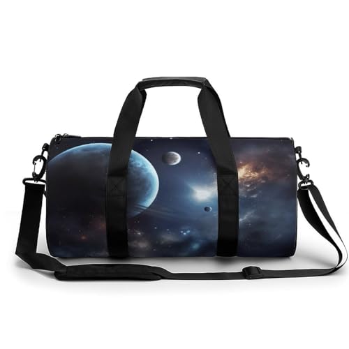 LQPMNK Fitness Tasche, Mond Sterne und Planeten Druck Wiederverwendbare Turnbeutel Sport Reise Fitness Tasche Essentials Gym Bag mit Schuhfach, 45.0 cm/22.9 cm/22.9 cm/22.9 cm/22.9 cm/22.9 cm/22.9 cm, von LQPMNK