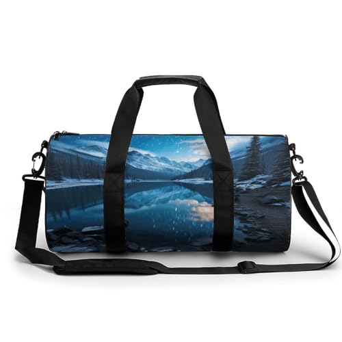LQPMNK Fitness Tasche, Moraine Lake in A Starry Winter Night Print Wiederverwendbare Turnbeutel Sport Reise Fitness Tasche Essentials Gym Bag mit Schuhfach, 45.0 cm/22.9 cm/22.9 cm/22.9 cm, Style, von LQPMNK