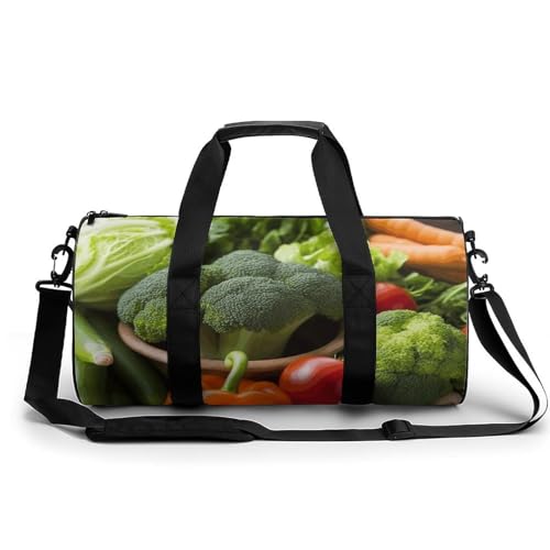 LQPMNK Fitness Tasche, Nutritious Vegetables Print Wiederverwendbare Turnbeutel Sport Reise Fitness Tasche Essentials Gym Bag mit Schuhfach, 45.0 cm/22.9 cm/22.9 cm/22.9 cm, Style, Style, 45.0 cm/22.9 von LQPMNK