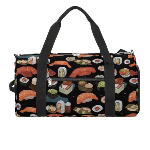 LQPMNK Fitness Tasche, Sushi Schwarz Druck Wiederverwendbare Turnbeutel Sport Reise Fitness Tasche Essentials Gym Bag mit Schuhfach, Stil, Stil, Einheitsgröße, Stil:, Einheitsgröße LQPMNK Fitness Tasche, Sushi Schwarz Druck Wiederverwendbare Turnbeutel Sport Reise Fitness Tasche Essentials Gym Bag mit Schuhfach, Stil, Stil, Einheitsgröße, Stil:, Einheitsgröße von LQPMNK