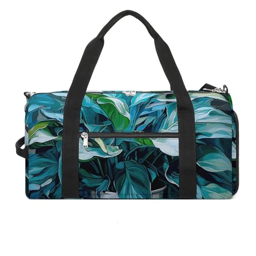 LQPMNK Fitness Tasche, Viele Grüne Blätter Druck Wiederverwendbar Turnbeutel Sport Reise Fitness Tasche Essentials Gym Bag mit Schuhfach Style Style One Size, Stil:, Einheitsgröße von LQPMNK