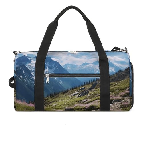 LQPMNK Fitness Tasche Berge Druck Wiederverwendbar Turnbeutel Sport Reise Fitness Tasche Essentials Gym Bag mit Schuhfach Style Style One Size, Stil:, Einheitsgröße von LQPMNK