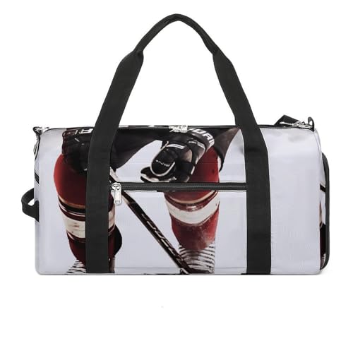 LQPMNK Fitness Tasche Eishockey Muster Druck Wiederverwendbar Turnbeutel Sport Reise Fitness Tasche Essentials Gym Bag mit Schuhfach Style Style One Size, Stil:, Einheitsgröße von LQPMNK