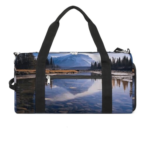 LQPMNK Fitness Tasche Magnificent View in Banff Print Wiederverwendbare Turnbeutel Sport Reise Fitness Tasche Essentials Gym Bag mit Schuhfach Style Style One Size, Stil:, Einheitsgröße von LQPMNK