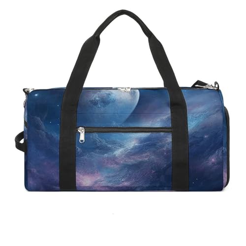 LQPMNK Fitness Tasche Nebula und Mond Druck Wiederverwendbare Turnbeutel Sport Reise Fitness Tasche Essentials Gym Bag mit Schuhfach Style Style One Size, Stil:, Einheitsgröße von LQPMNK