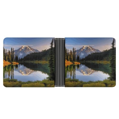 LQPMNK Geldbörse aus PU-Leder, Berg- und Seebilder, bedruckt, mit mehreren Steckplätzen, elegante Geldbörse, Business-Geldbörse, Reisebrieftasche, Bifold Wallet, Stil, Einheitsgröße, minimalistisch, von LQPMNK