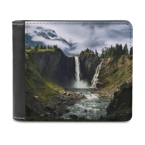 LQPMNK Geldbörse aus PU-Leder, Berg- und Wasserfall-Druck, Geldbörse mit mehreren Steckplätzen, elegante Geldbörse, Business-Geldbörse, Reisebrieftasche, Bifold Wallet, Stil, Einheitsgröße, LQPMNK Geldbörse aus PU-Leder, Berg- und Wasserfall-Druck, Geldbörse mit mehreren Steckplätzen, elegante Geldbörse, Business-Geldbörse, Reisebrieftasche, Bifold Wallet, Stil, Einheitsgröße, von LQPMNK