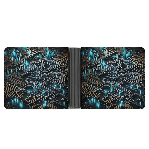 LQPMNK Geldbörse aus PU-Leder, Codierungsmuster, bedruckt, mit mehreren Steckplätzen, elegante Geldbörse, Business-Geldbörse, Reisebrieftasche, Bifold-Brieftasche, Stil, Einheitsgröße, minimalistisch, von LQPMNK