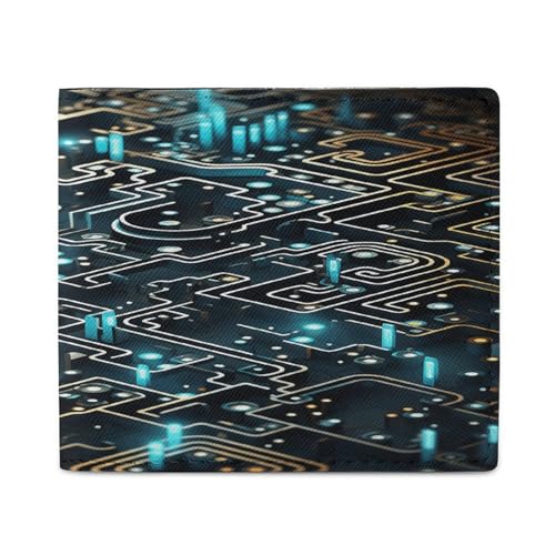 LQPMNK Geldbörse aus PU-Leder, Codierungsmuster, bedruckt, mit mehreren Steckplätzen, elegante Geldbörse, Business-Geldbörse, Reisebrieftasche, Bifold-Brieftasche, Stil, Einheitsgröße, minimalistisch, von LQPMNK