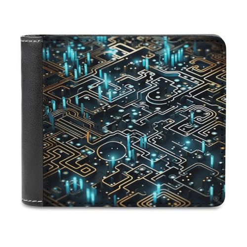 LQPMNK Geldbörse aus PU-Leder, Codierungsmuster, bedruckt, mit mehreren Steckplätzen, elegante Geldbörse, Business-Geldbörse, Reisebrieftasche, Bifold-Brieftasche, Stil, Einheitsgröße, minimalistisch, von LQPMNK