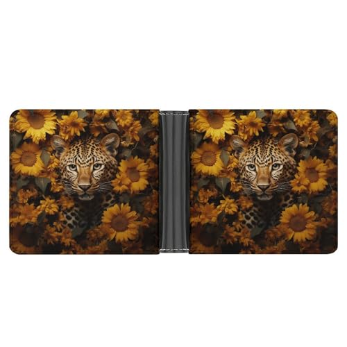 LQPMNK Geldbörse aus PU-Leder, Leoparden- und Sonnenblumen-Druck, mit mehreren Steckplätzen, elegante Geldbörse, Business-Geldbörse, Reisebrieftasche, Bifold-Brieftasche, Stil, Einheitsgröße, LQPMNK Geldbörse aus PU-Leder, Leoparden- und Sonnenblumen-Druck, mit mehreren Steckplätzen, elegante Geldbörse, Business-Geldbörse, Reisebrieftasche, Bifold-Brieftasche, Stil, Einheitsgröße, von LQPMNK