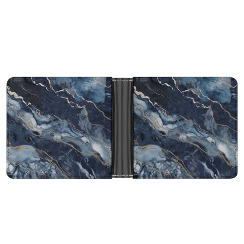 LQPMNK Geldbörse aus PU-Leder, Marmor, Marineblau, gemischter Druck, Geldbörse mit mehreren Steckplätzen, elegante Geldbörse, Business-Geldbörse, Reisebrieftasche, Bifold Wallet, Stil, Einheitsgröße, von LQPMNK