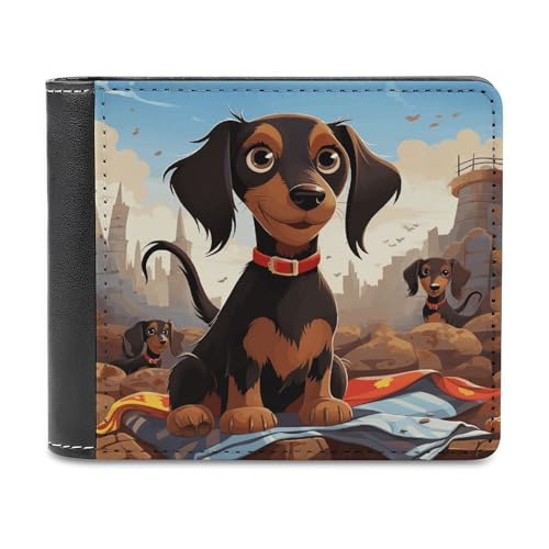 LQPMNK Geldbörse aus PU-Leder, Mein Dackel-Druck, Geldbörse mit mehreren Steckplätzen, elegante Geldbörse, Business-Geldbörse, Reisebrieftasche, Bifold Wallet, Stil, Einheitsgröße, minimalistisch, von LQPMNK