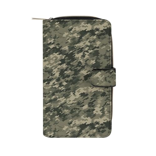 LQPMNK Geldbörse aus PU-Leder, Militär-Wald-Camouflage-Druck, mit mehreren Fächern, elegante Geldbörse, Business-Geldbörse, Reisebrieftasche, Bifold Wallet, Stil, 19,7 x 11 x 3,5 cm, minimalistisch, von LQPMNK