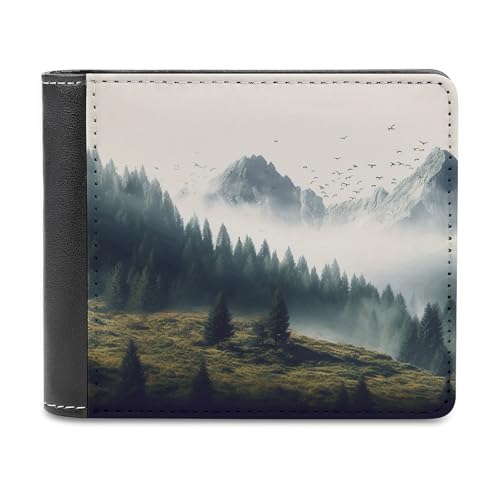 LQPMNK Geldbörse aus PU-Leder, Querformat, Bergdruck, Geldbörse mit mehreren Steckplätzen, elegante Geldbörse, Business-Geldbörse, Reisebrieftasche, Bifold Wallet, Stil, Einheitsgröße, minimalistisch, von LQPMNK