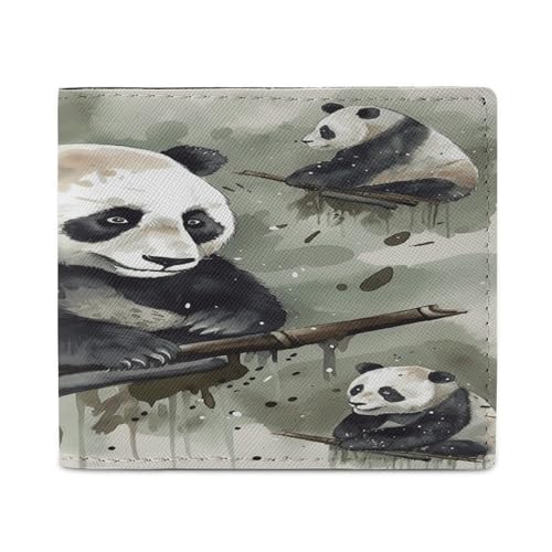 LQPMNK Geldbörse aus PU-Leder, Tintenmalerei, Panda-Druck, Geldbörse mit mehreren Steckplätzen, elegante Geldbörse, Business-Brieftasche, Reisebrieftasche, Bifold-Brieftasche, Stil, Einheitsgröße, von LQPMNK
