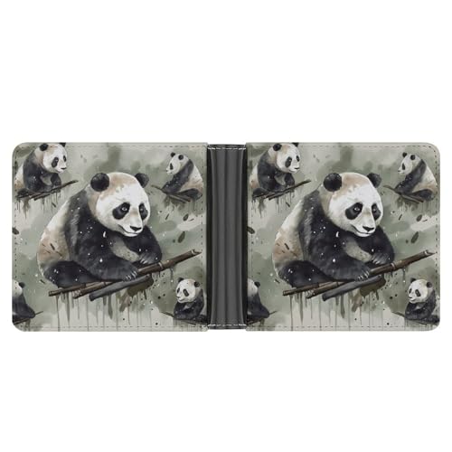 LQPMNK Geldbörse aus PU-Leder, Tintenmalerei, Panda-Druck, Geldbörse mit mehreren Steckplätzen, elegante Geldbörse, Business-Brieftasche, Reisebrieftasche, Bifold-Brieftasche, Stil, Einheitsgröße, von LQPMNK