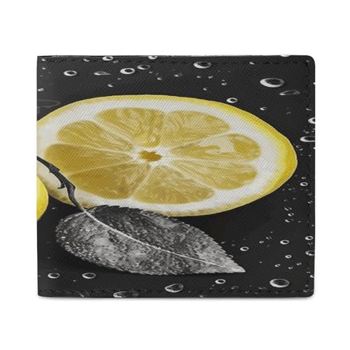 LQPMNK Geldbörse aus PU-Leder, Zitronenmuster, Geldbörse mit mehreren Steckplätzen, elegante Geldbörse, Business-Geldbörse, Reisebrieftasche, Bifold-Brieftasche, Stil, Einheitsgröße, minimalistisch, von LQPMNK