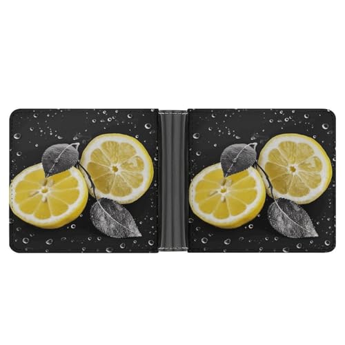 LQPMNK Geldbörse aus PU-Leder, Zitronenmuster, Geldbörse mit mehreren Steckplätzen, elegante Geldbörse, Business-Geldbörse, Reisebrieftasche, Bifold-Brieftasche, Stil, Einheitsgröße, minimalistisch, von LQPMNK