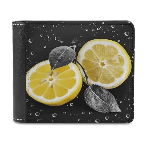 LQPMNK Geldbörse aus PU-Leder, Zitronenmuster, Geldbörse mit mehreren Steckplätzen, elegante Geldbörse, Business-Geldbörse, Reisebrieftasche, Bifold-Brieftasche, Stil, Einheitsgröße, minimalistisch, von LQPMNK