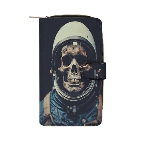 LQPMNK Geldbörse aus PU-Leder, ästhetischer Totenkopf-Druck, Geldbörse mit mehreren Fächern, elegante Geldbörse, Business-Geldbörse, Reisebrieftasche, Bifold Wallet, Stil, 19,7 x 11 x 3,5 cm, von LQPMNK