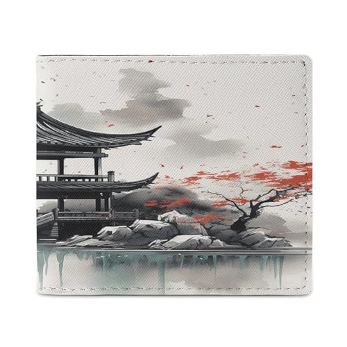 LQPMNK Geldbörse aus PU-Leder, chinesische Tintenmalerei Druck Geldbörse mit mehreren Steckplätzen, elegante Geldbörse, Business-Geldbörse, Reisebrieftasche, Bifold Wallet, Stil, Einheitsgröße, von LQPMNK