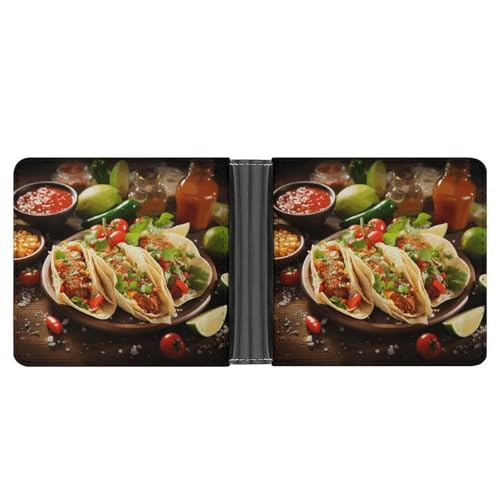 LQPMNK Geldbörse aus PU-Leder, mexikanischer Lebensmitteldruck, Geldbörse mit mehreren Steckplätzen, elegante Geldbörse, Business-Geldbörse, Reisebrieftasche, Bifold Wallet, Stil, Einheitsgröße, von LQPMNK