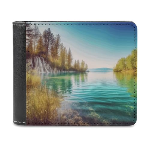 LQPMNK Geldbörse aus PU-Leder, sauberes Wasser und Seelenlandschaft, bedruckt, mit mehreren Steckplätzen, elegante Geldbörse, Business-Geldbörse, Reisebrieftasche, Bifold Wallet, Stil, Einheitsgröße, von LQPMNK