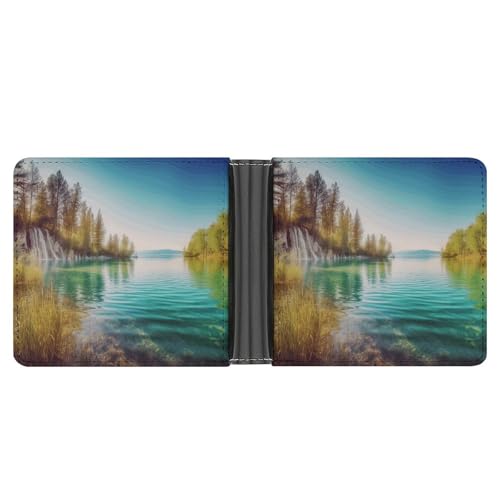 LQPMNK Geldbörse aus PU-Leder, sauberes Wasser und Seelenlandschaft, bedruckt, mit mehreren Steckplätzen, elegante Geldbörse, Business-Geldbörse, Reisebrieftasche, Bifold Wallet, Stil, Einheitsgröße, von LQPMNK