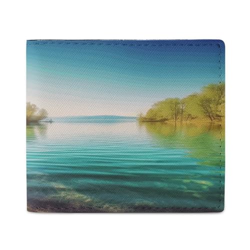 LQPMNK Geldbörse aus PU-Leder, sauberes Wasser und Seelenlandschaft, bedruckt, mit mehreren Steckplätzen, elegante Geldbörse, Business-Geldbörse, Reisebrieftasche, Bifold Wallet, Stil, Einheitsgröße, von LQPMNK