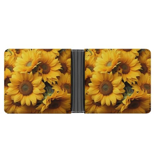 LQPMNK Geldbörse aus PU-Leder, viele Sonnenblumen-Druck, Geldbörse mit mehreren Steckplätzen, elegante Geldbörse, Business-Geldbörse, Reisebrieftasche, Bifold-Brieftasche, Stil, Einheitsgröße, von LQPMNK