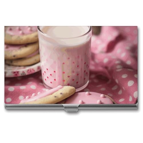 LQPMNK Kartenetui aus Metall, Heißmilch und Kekse Druck Professionelles Kartenetui Premium Kartenetui Leicht Kartenhalter Pocket Kartenetui, Stil von LQPMNK