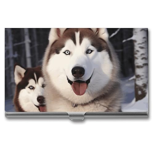 LQPMNK Kartenetui aus Metall, Huskies Druck Professionelles Kartenetui Premium Kartenetui Leicht Kartenhalter Pocket Kartenetui, Stil, Stil: von LQPMNK