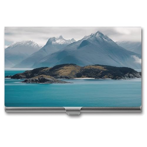 LQPMNK Kartenetui aus Metall, Inseln und Berge Druck Professionelles Kartenetui Premium Kartenetui Leicht Kartenhalter Pocket Card Case, Stil: von LQPMNK