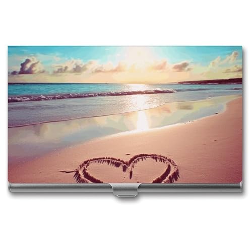 LQPMNK Kartenetui aus Metall, Love Beach Print Professionelles Kartenetui Premium Kartenetui Leicht Kartenhalter Pocket Kartenetui, Stil, Stil: von LQPMNK